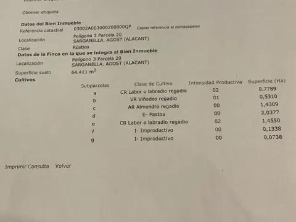 Terreno en carretera de Agost s/n