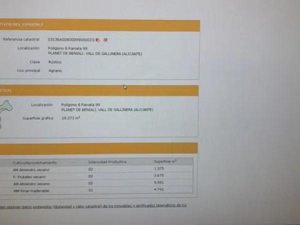 Terreno en Partida Cementerio Beniali, 82