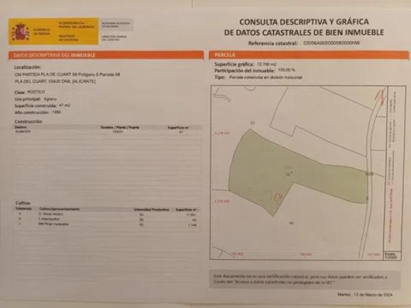 Terreno en Cm Partida Pla de Cuart 23 poligono 5 parcela 53 001201800yh07h - 5/53