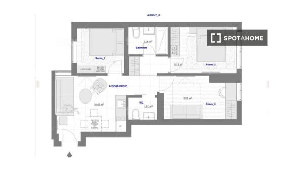 Piso de 3 habitaciones en alquiler en Amara Berri, San Sebastián