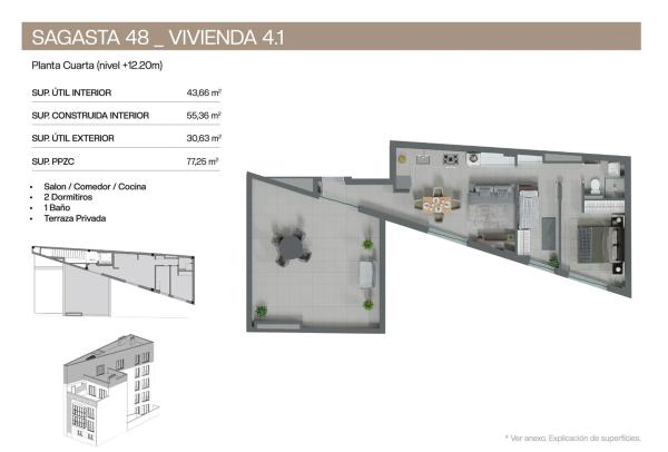 Piso en venta en Sagasta, 48