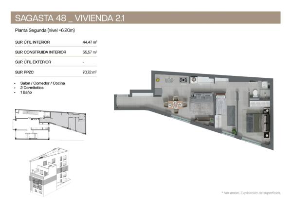 Piso en venta en Sagasta, 48