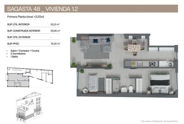 Piso en venta en Sagasta, 48