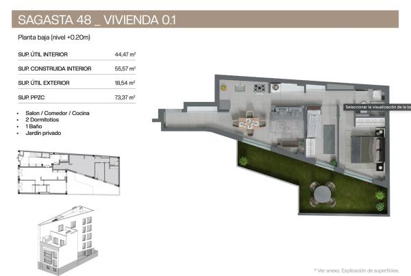 Piso en venta en Sagasta, 48