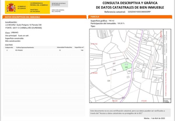 Terreno en Lugar Mouriz, 33