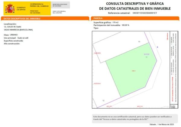 Terreno en Sagrada Familia