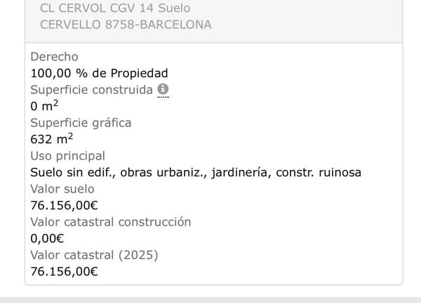 Terreno en calle Cérvol, 16