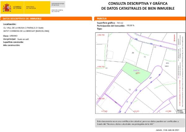 Terreno en calle de la Vall de la Musa, 20