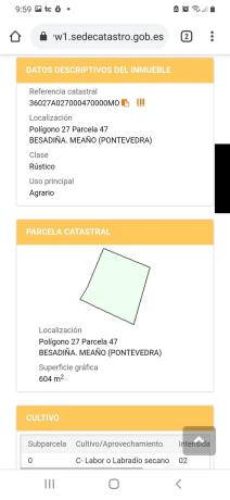 Terreno en Polígono 27 Parcela 47 Besadiña. Meaño (pontevedra), 36027 A027000470000mo